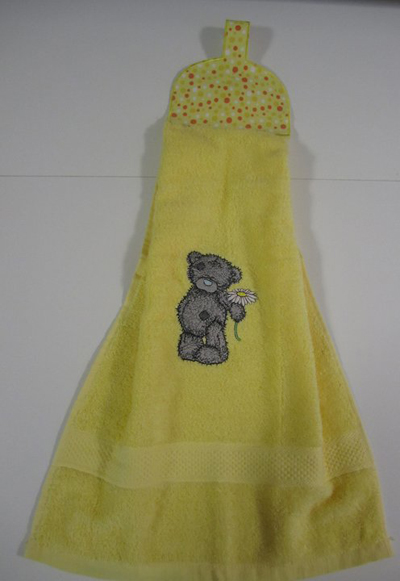 bathroom towel with machine embroidery